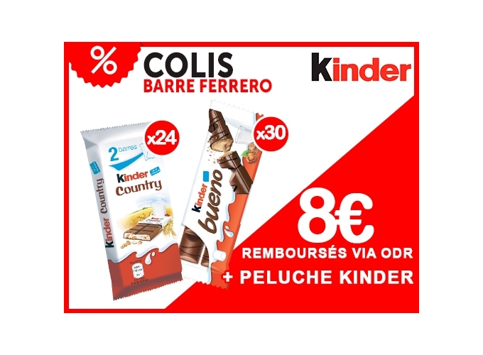 OFFRE KINDER BUENO LAIT   KINDER COUNTRY égale ODR 8€
