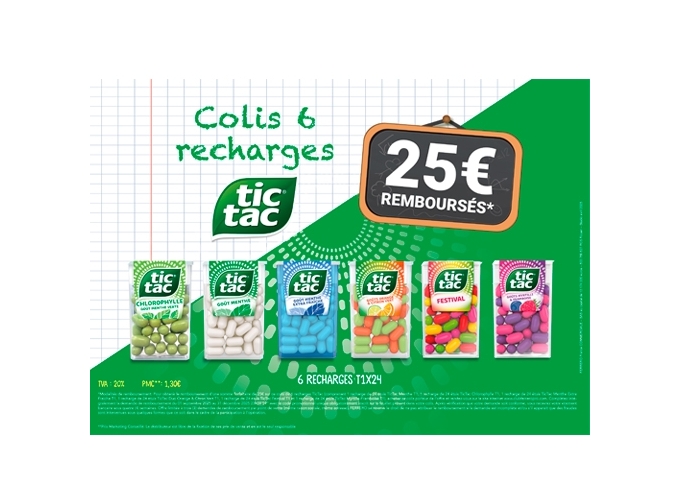 OFFRE TIC TAC 6 RECHARGES AOUT SEPTEMBRE 2025