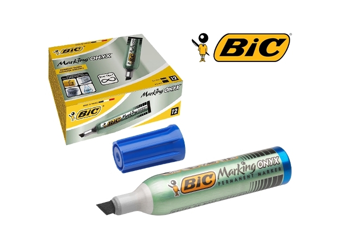 ONYX MARKER BIC CORPS METAL PTE BISEAU BLEU  (12)