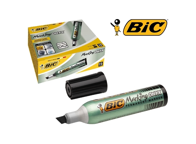 ONYX MARKER BIC CORPS METAL PTE BISEAU NOIR (12)