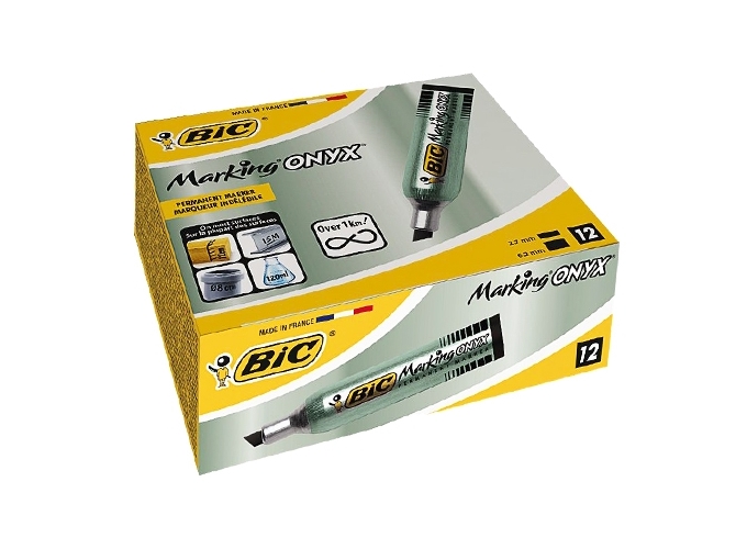 ONYX MARKER BIC CORPS METAL PTE BISEAU NOIR (12)