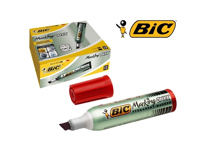 ONYX MARKER BIC CORPS METAL PTE BISEAU ROUGE (12)