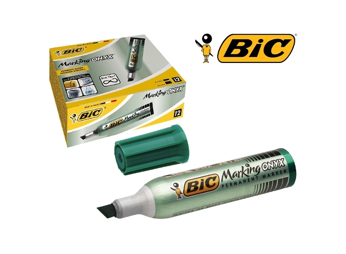 ONYX MARKER BIC CORPS METAL PTE BISEAU VERT (12)