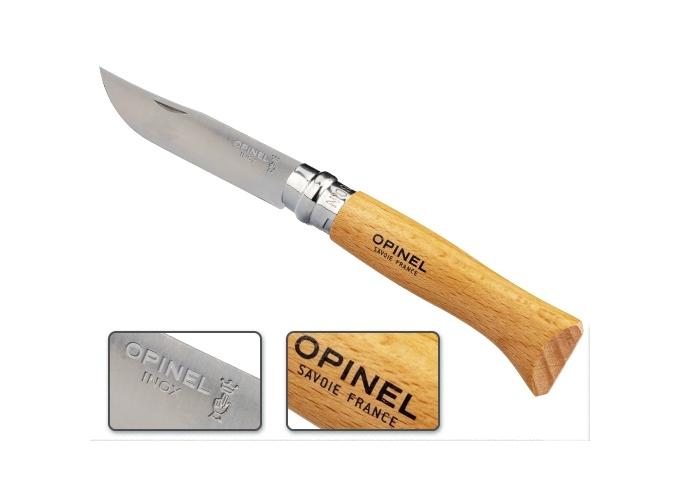 OPINEL 8 VR INOX MANCHE HETRE VERNI AVEC ETUI (1)