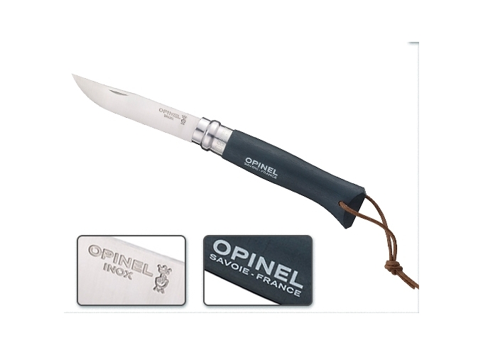 OPINEL  BAROUDEUR N°8 LIEN CUIR NOIR BRUN (6)