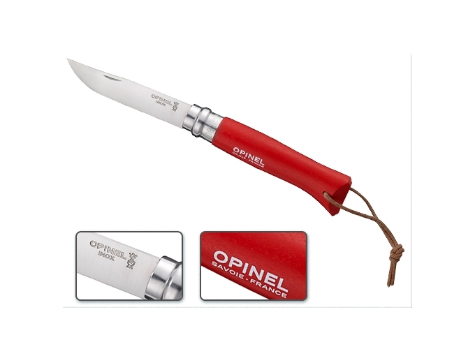 OPINEL  BAROUDEUR N°8 LIEN CUIR ROUGE (6)