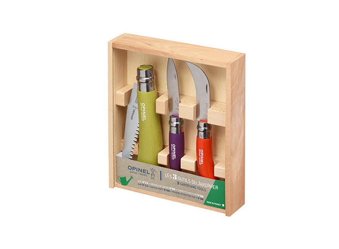 OPINEL COFFRET BOIS OUTILS JARDINIER 3 PIECES  (1)
