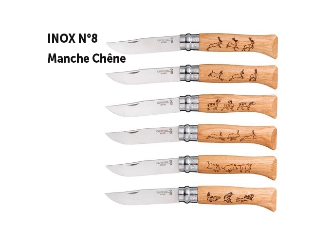 OPINEL INOX  CHENE DECOR ANIMALIA   (BTE 6)