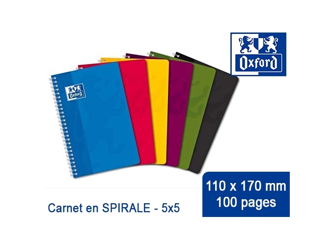 OXFORD CARNET SPIRALE 11X17 5X5 100P (10)