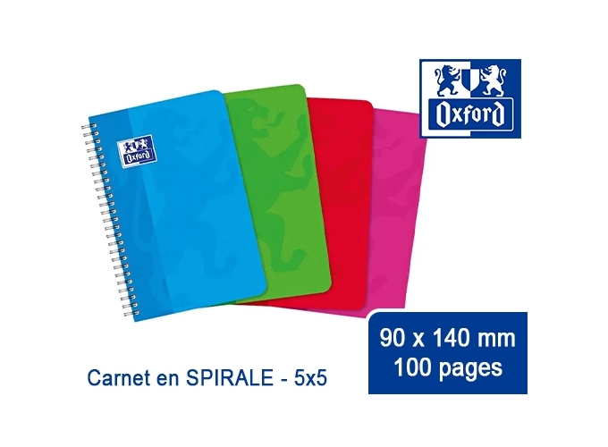 OXFORD SPIRALE CARNET  90X140 5X5 100P (10)