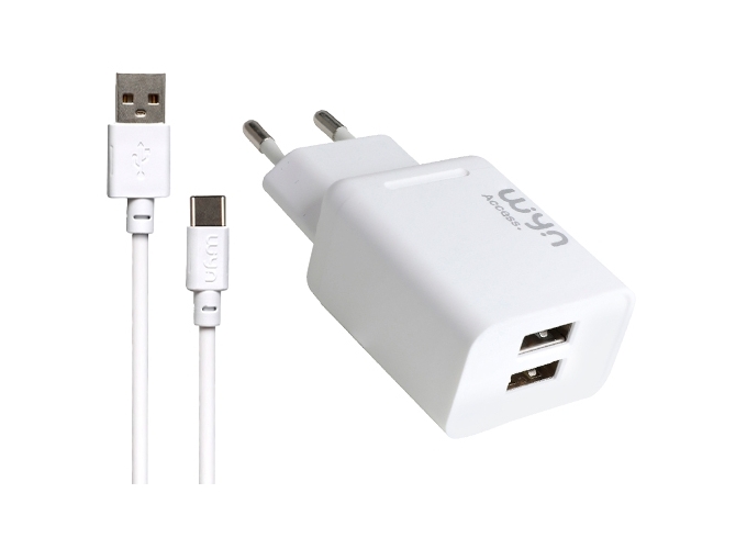 PACK CHARGEUR 2 USB   CABLE USB-C  2.4A