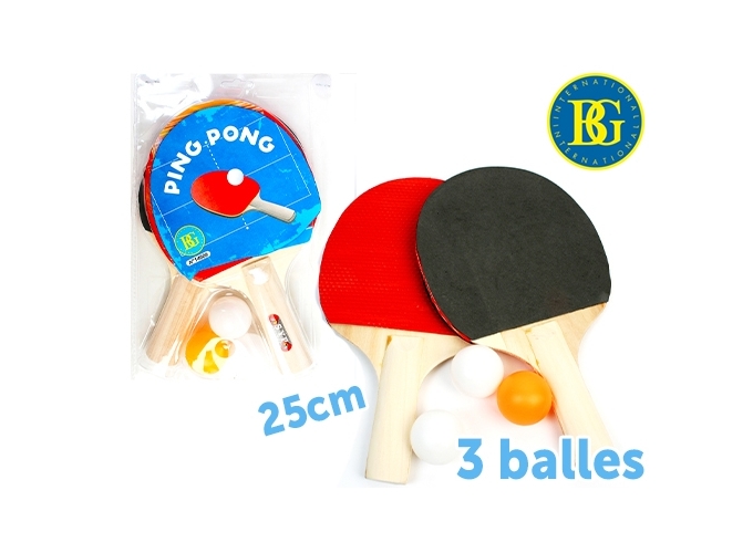PAIRE DE RAQUETTE PING PONG 25cm   3 BALLES (1)