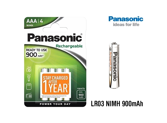 PANASONIC BLISTER 4 ACCUS LR03 NIMH 900 mAh