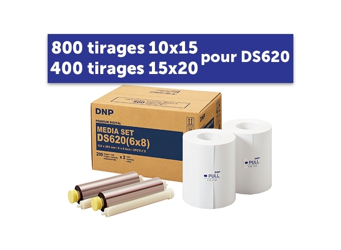 PAPIER DNP pour DS620 800 tirag 10X15 ou 400 15x20