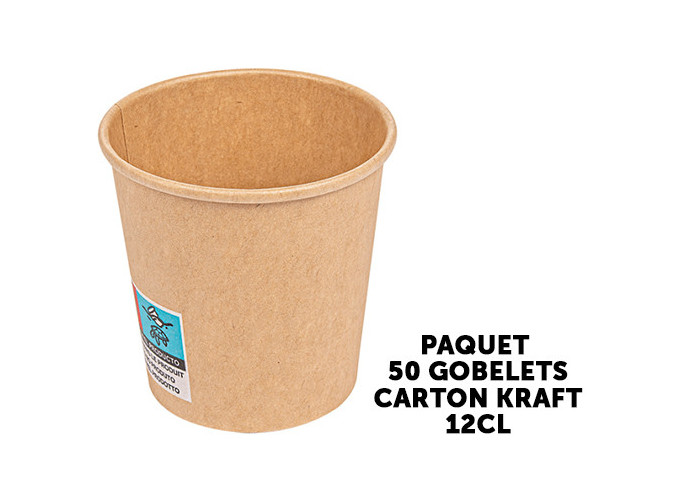 PAQUET 50 GOBELETS EN CARTON KRAFT 12CL (20)