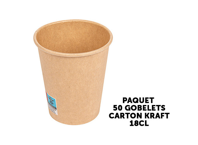 PAQUET 50 GOBELETS EN CARTON KRAFT 18CL (20)