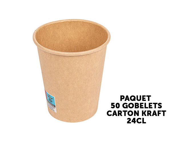 PAQUET 50 GOBELETS EN CARTON KRAFT 24CL (20)
