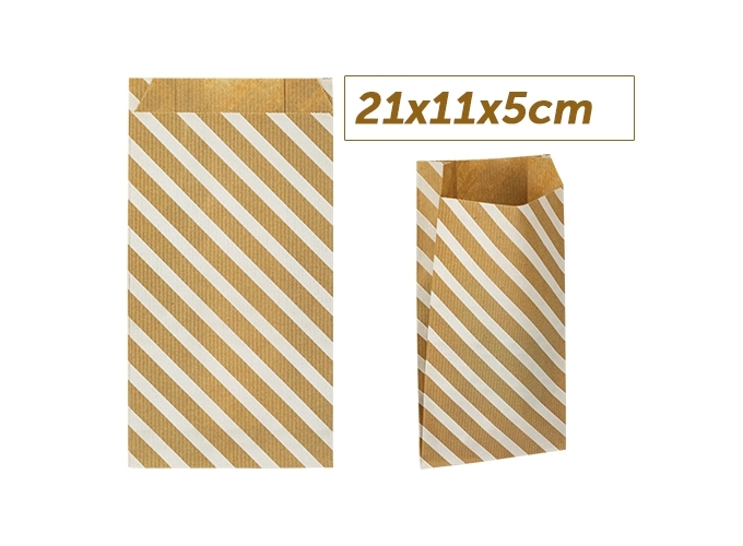 PAQUET 50 SACS KRAFT RAYURES 21x11x5cm (1)