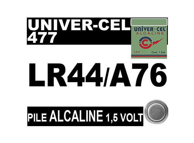 PILE *UNIVER-CEL* LR44 ALCALINE 1,5V (15)