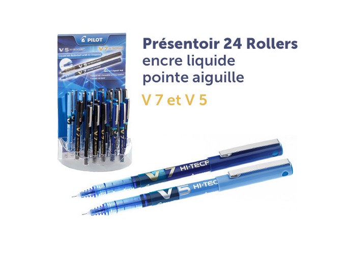 PILOT FEUTRE V5- V7 ASSORTIS NOIR-BLEU (PRES.24)