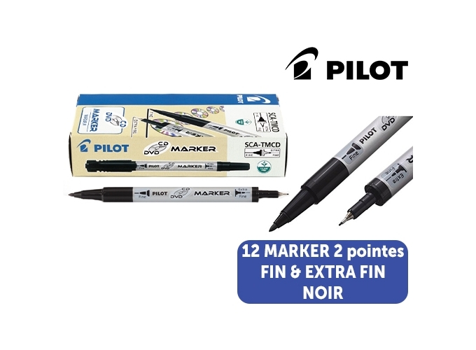 PILOT MARKER 2 POINTES FIN EXTRA FIN NOIR (12)