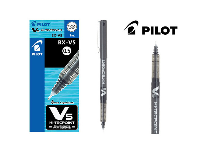 PILOT ROLLER ENCRE LIQ. HI-TECPOINT V5 NOIR (12)