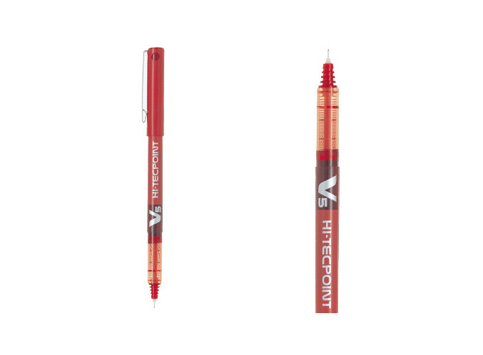 PILOT ROLLER ENCRE LIQ. HI-TECPOINT V5 ROUGE (12)