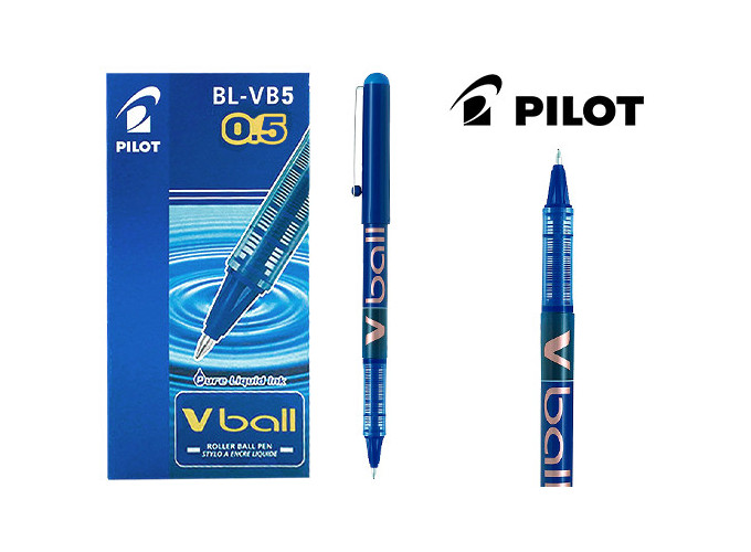 PILOT ROLLER PTE METAL V-BALL 0,5 BLEU (12)