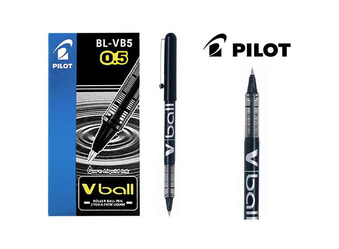 PILOT ROLLER PTE METAL V-BALL 0,5 NOIR (12)