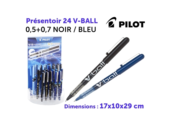 PILOT ROLLER  V-BALL 0,5   0,7 NOIR BLEU (PRES.24)