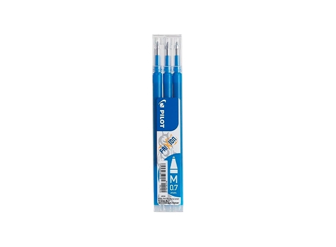 PILOT SET 3 RECH.0.7mm ROLLER  FRIXION   BLEU (12)