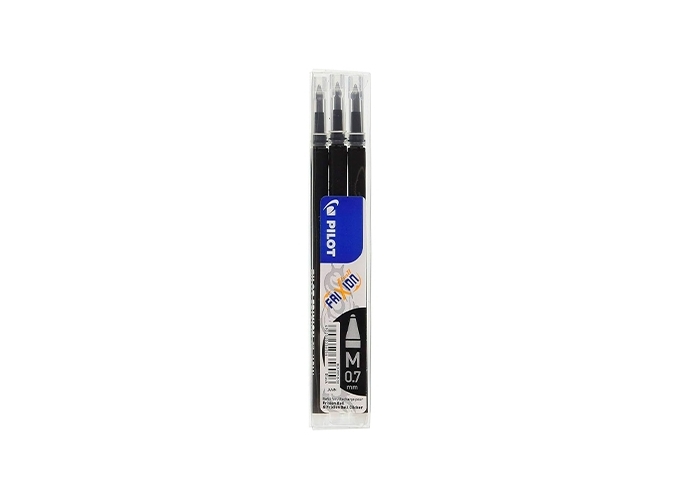 PILOT SET 3 RECH.0.7mm ROLLER  FRIXION   NOIR (12)