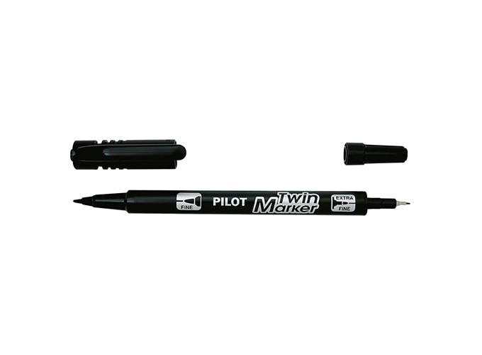 PILOT TWIN MARKER 2 POINTES FIN MOYEN NOIR (PR.30)