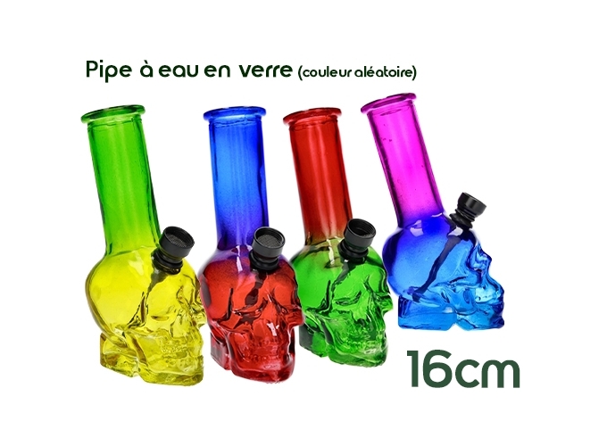 PIPE A EAU EN VERRE SKULL DE 16CM (1)