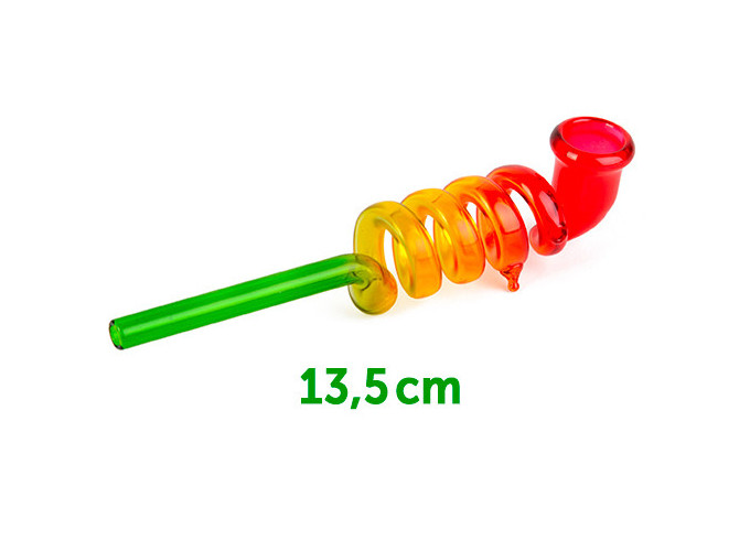 PIPE VERRE RASTA SPIRALE DE 13.5 CM (1)