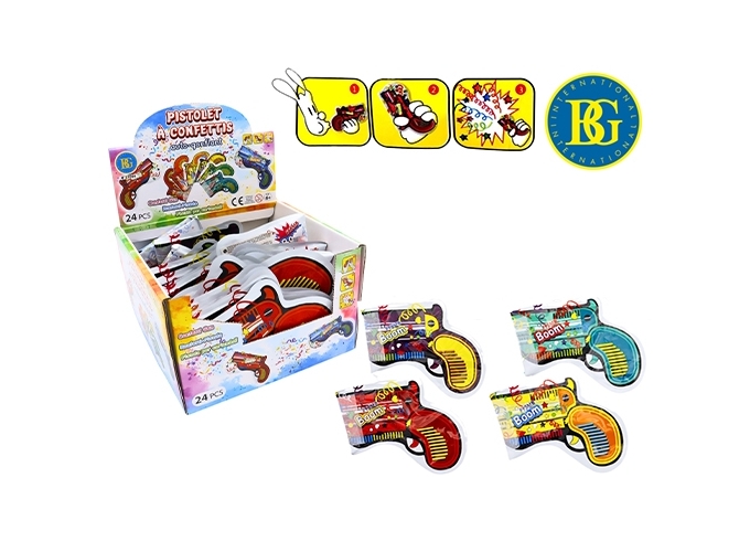 PISTOLET AUTOGONFLANT AVEC CONFETTIS (24)