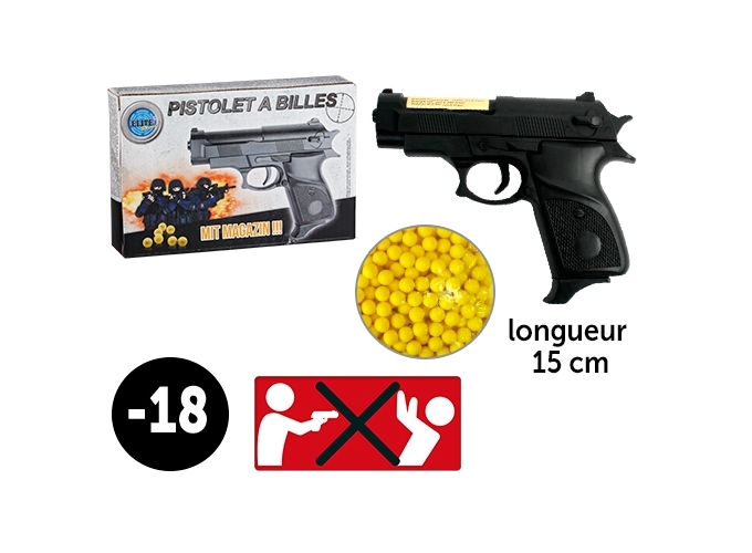 PISTOLET BILLES 15CM   DE 18 ANS