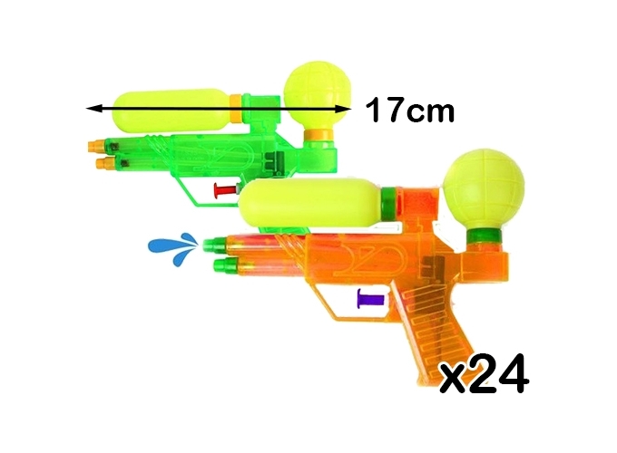 PISTOLET EAU DOUBLE JETS 17CM 2 RESERVOIRS  (24)