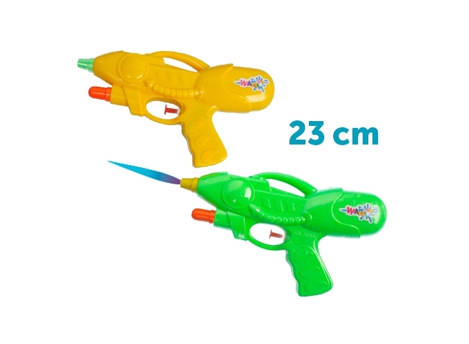 PISTOLET EAU DOUBLE JETS 23CM 2 COUL. ASS.  (1)