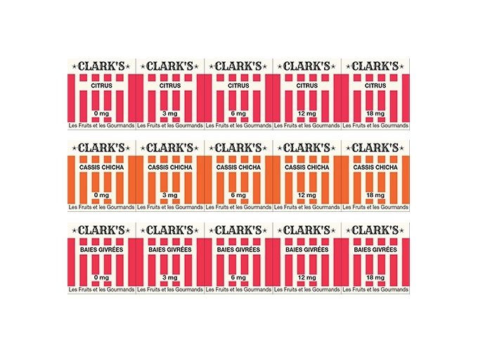 PLANCHE D'ETIQUETTES SAVEURS CLARK'S