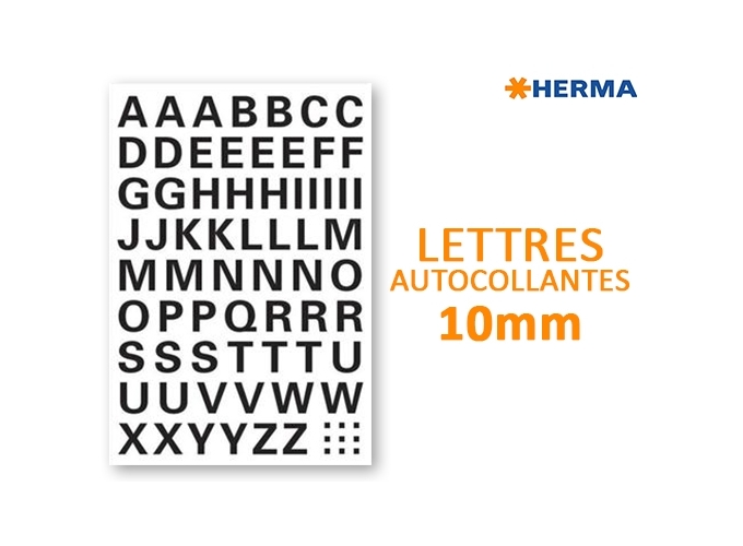 *POCH. 1 PLANCHE ETIQ.PVC LETTRES ASS. 10 mm  (10)