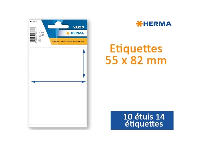 POCH.  14 ETIQUETTES BLANCHES 55 X 82 mm   (10)
