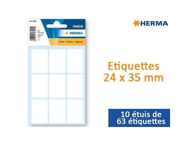 POCH.  63 ETIQUETTES BLANCHES 24X 35 mm   (10)