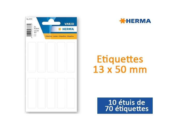 POCH. 70 ETIQUETTES  BLANCHES 13 X 50 mm  (10)