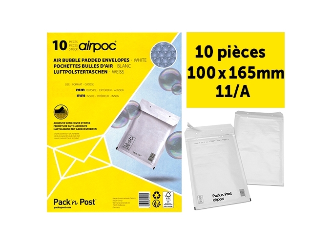 POCH. BULLE 100X165 AC BANDE SILIC. (10)