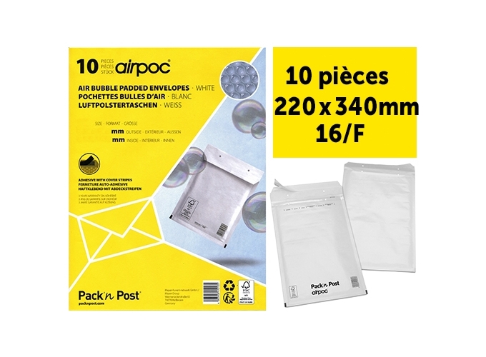 POCH. BULLE D'AIR 220X340 AC. BANDE SILIC. (10)