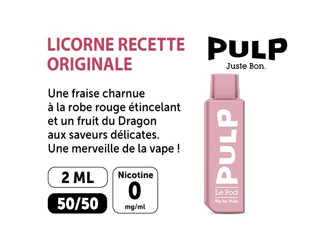 POD  FLIP BY PULP LICORNE DRAGON FRAISE 00 MG ML