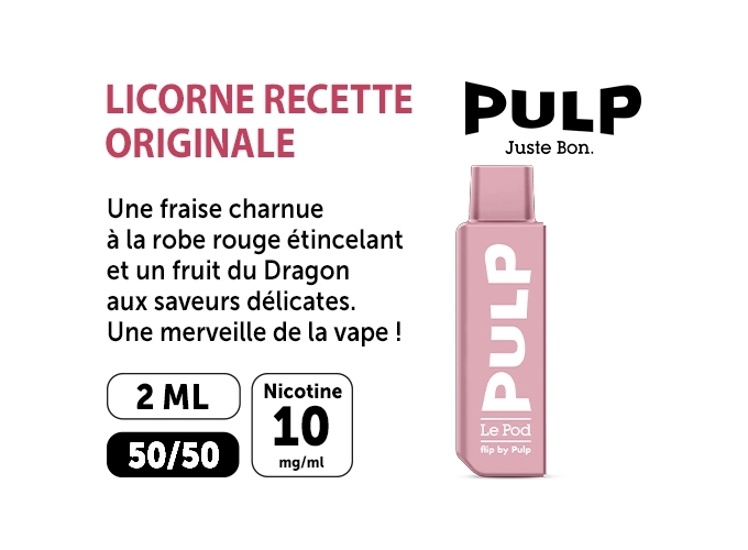 POD  FLIP BY PULP LICORNE DRAGON FRAISE 10 MG ML