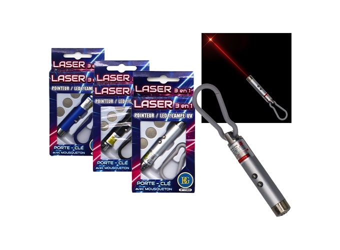 POINTEUR LASER 7CM 3 EN 1 CLASSE 2  ASS. (24)