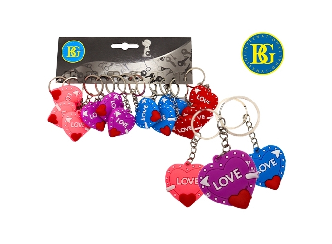 PORTE-CLE COEUR FLECHE 4CM 4C. ASS (12)